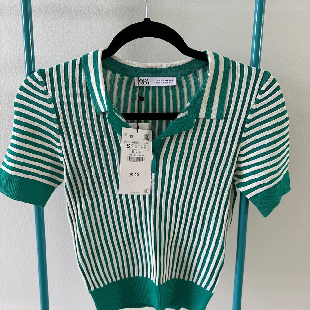 COPY - Zara new with tags green striped shirt